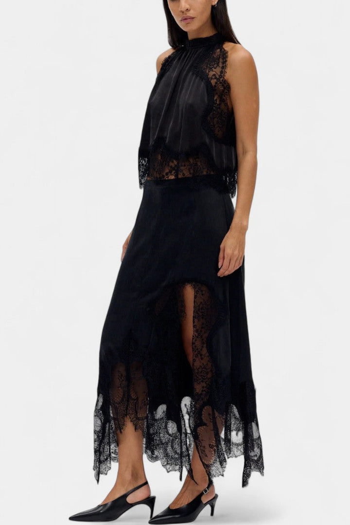 Coralena Ensemble de Jupe Midi en Dentelle avec Ourlet Asymétrique