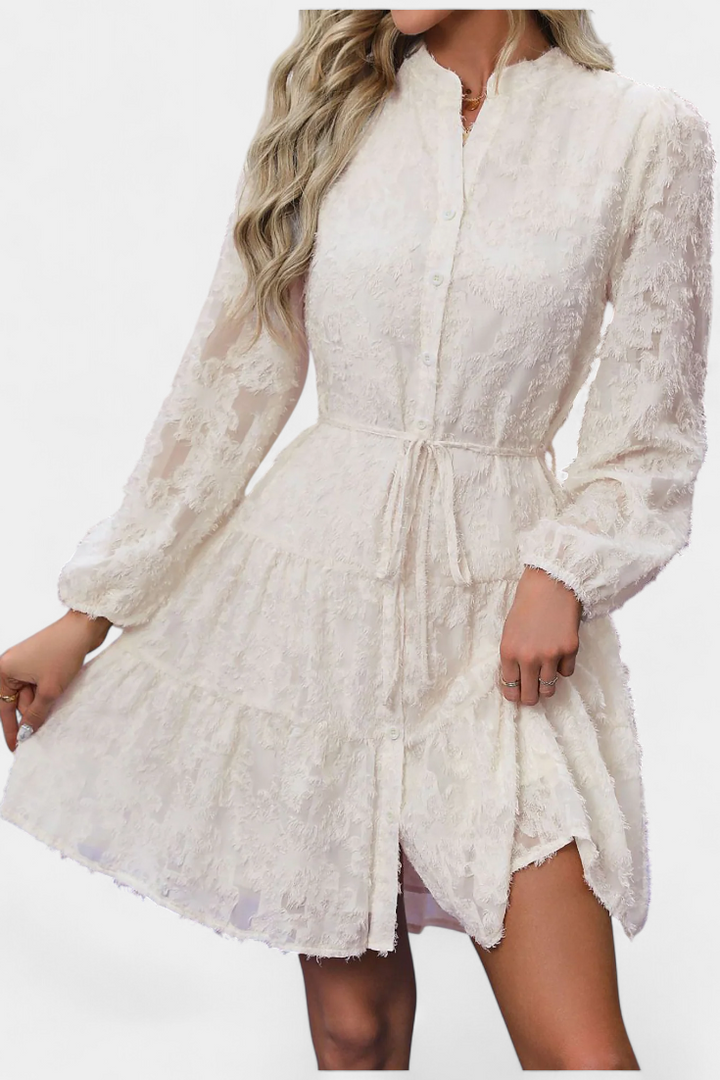 Robe Chemise Soreia à Boutons avec Manches Longues Texturées