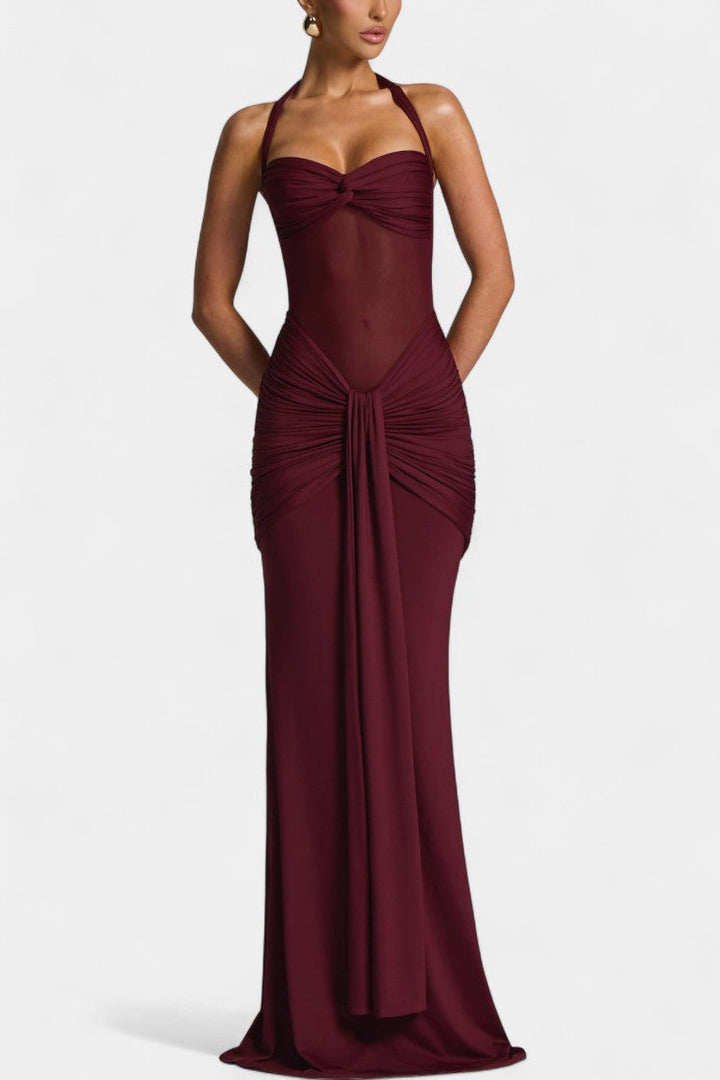 Florian Robe Maxi avec Décolleté Halter et Silhouette Sirène