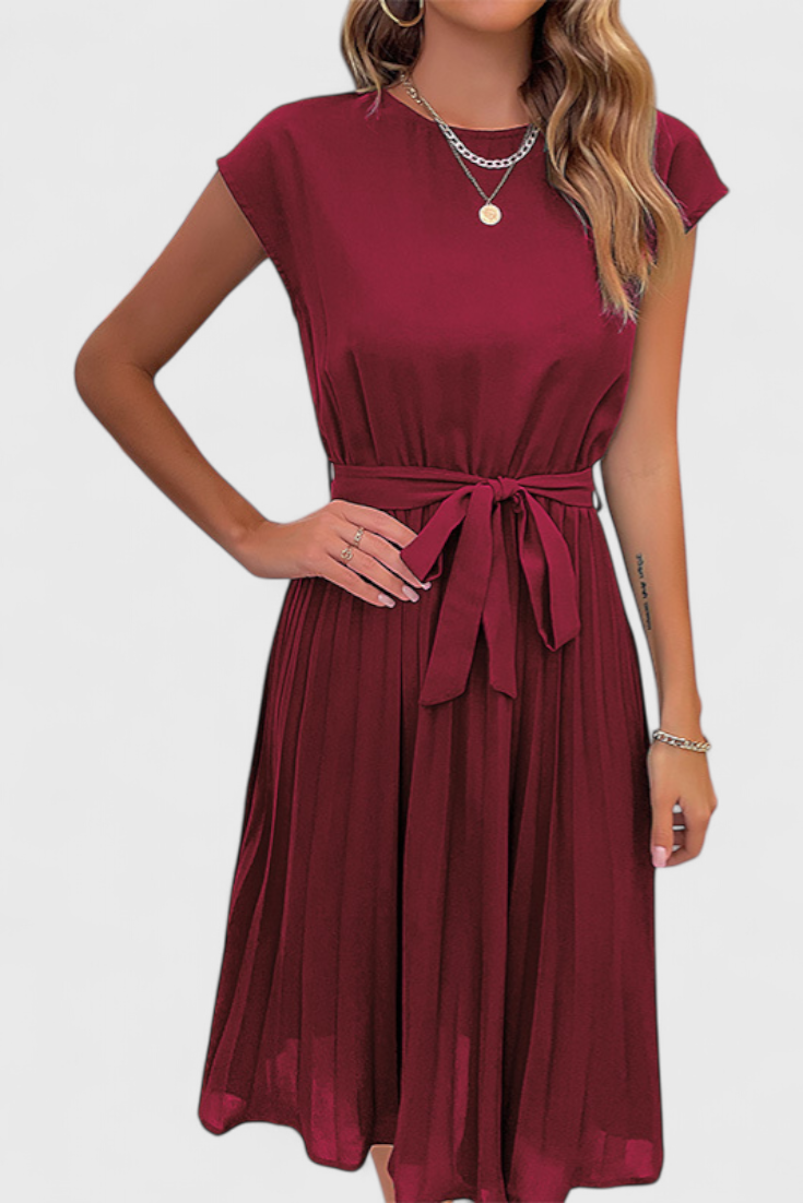 Robe Midi Élégante Luxie en Tissu Léger et Coupe Fluide