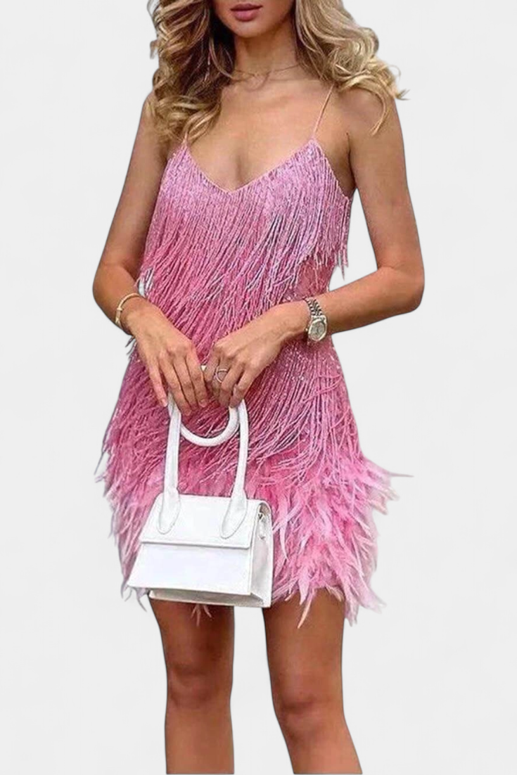 Robe Mini Sheril en Plumes