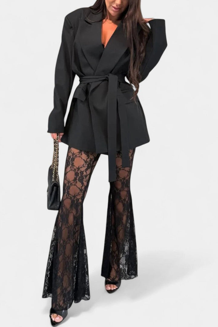 Demelza Ensemble de Blazer Oversized et Pantalons avec Dentelle Florale