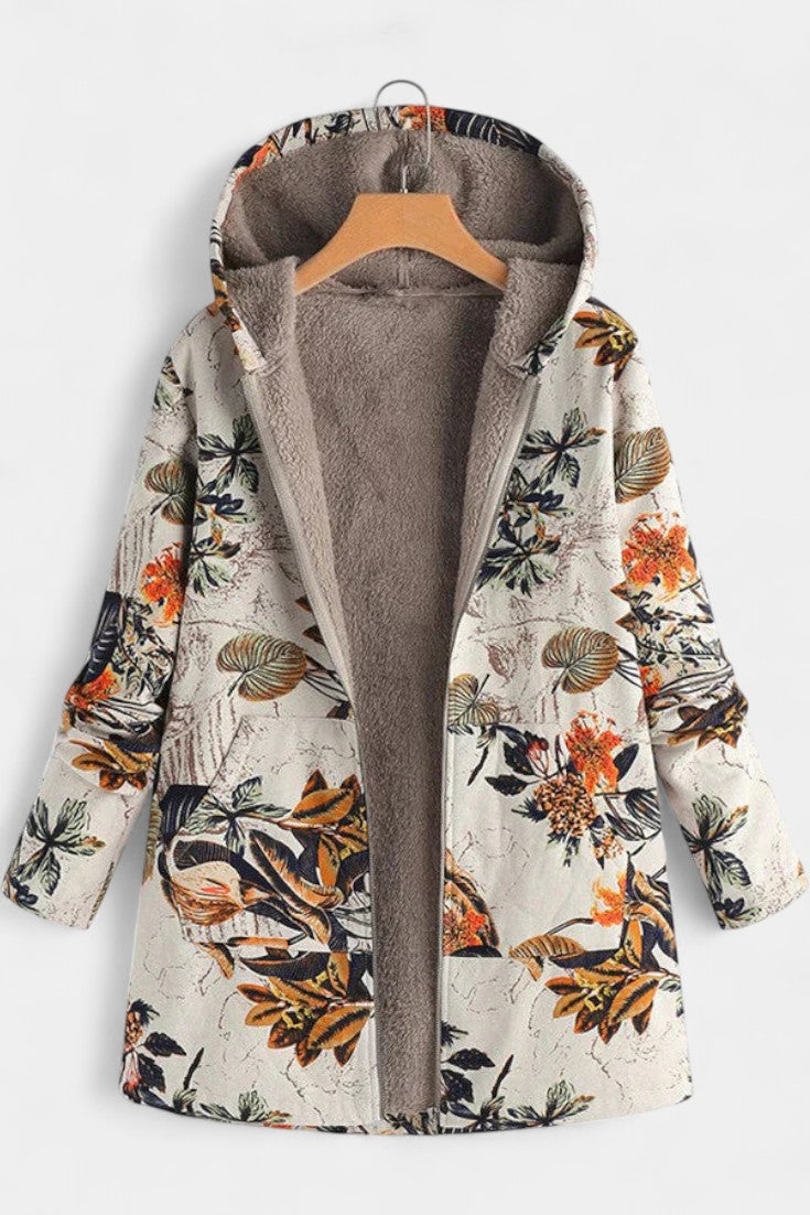 Manteau d'Hiver Floral April avec Capuche