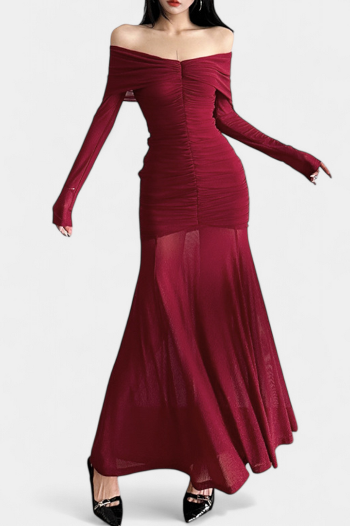 Cornella Robe Maxi Sans Manches avec Fronces Sculpturales