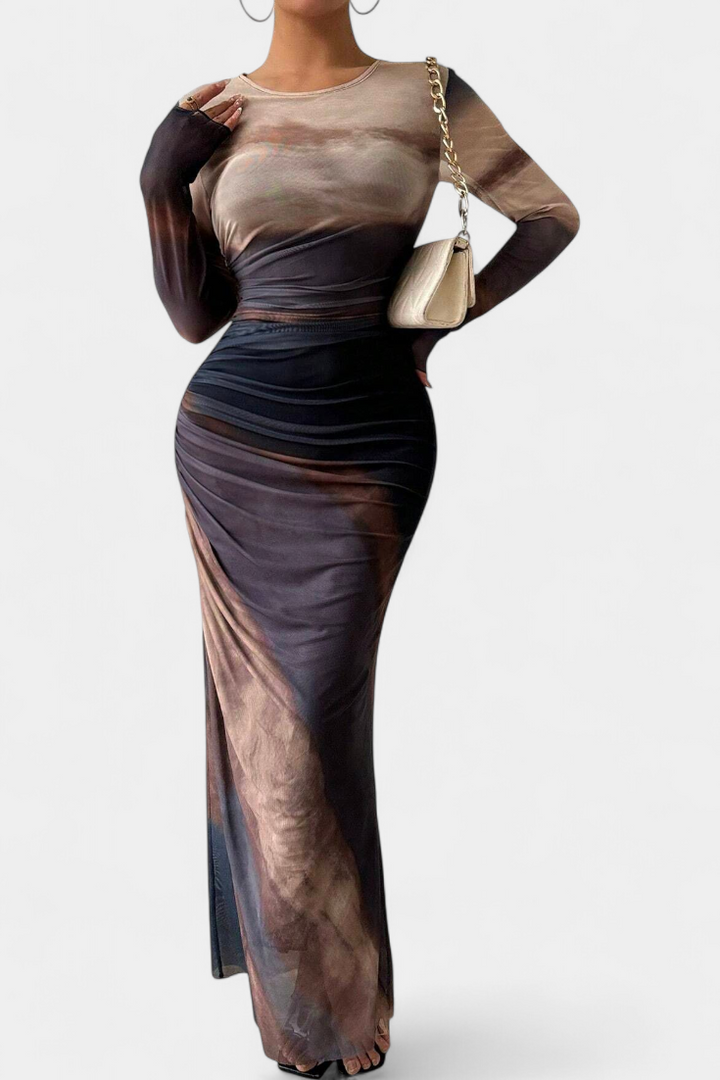 Galene Robe Midi Ajustée avec Cape