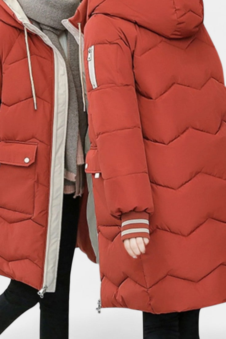 Belle Veste d'Hiver avec Fermeture Éclair et Capuche