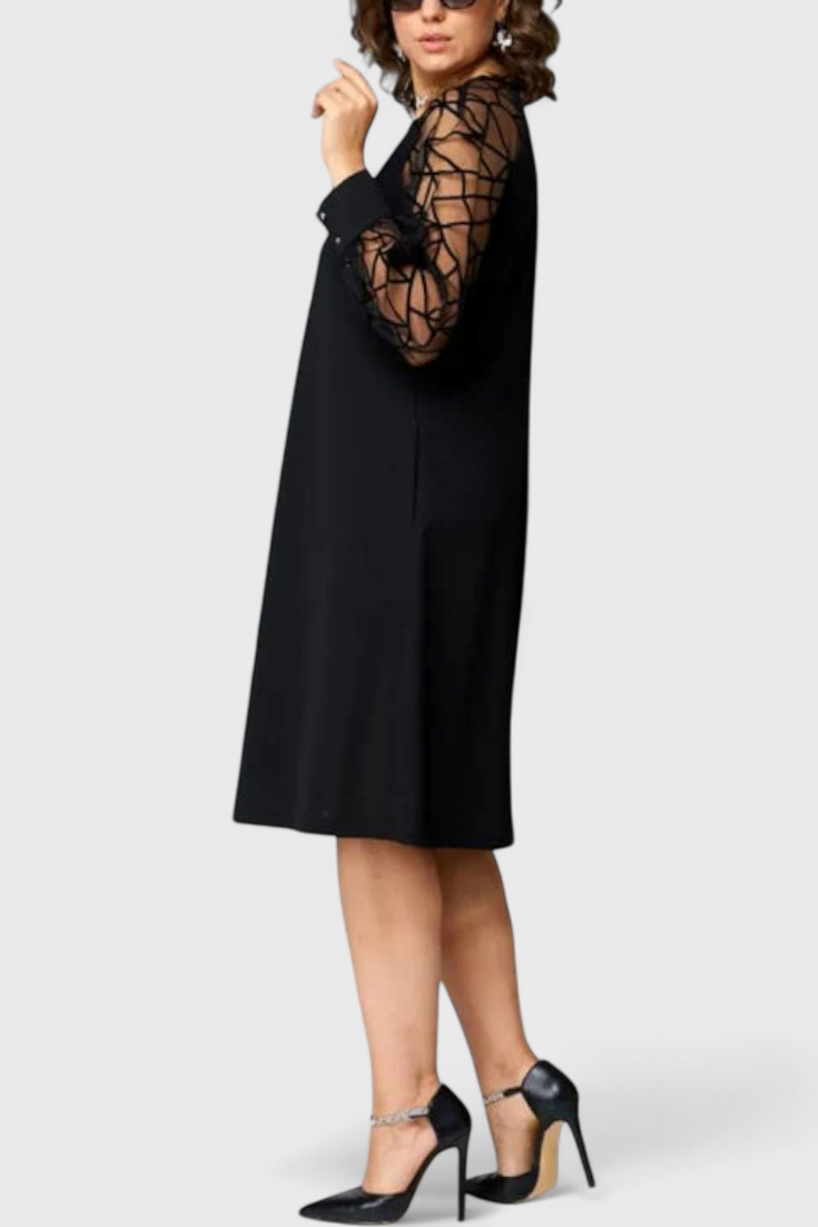 Robe Bellezza Noire avec Manches en Tulle et Coupe Ample
