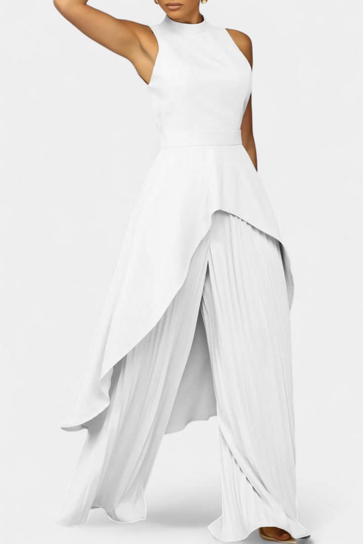 Ensemble Chrysoula Asymétrique avec Pantalon Plissé