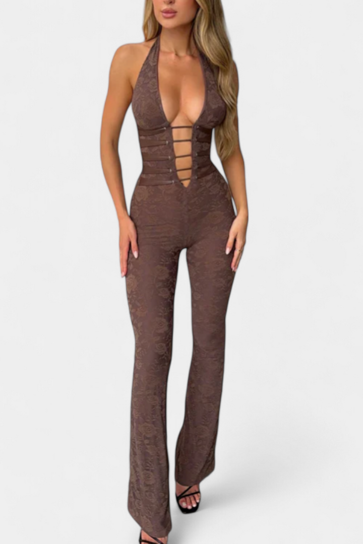 Kendra Mono Halter en Dentelle avec Dos Ajustable