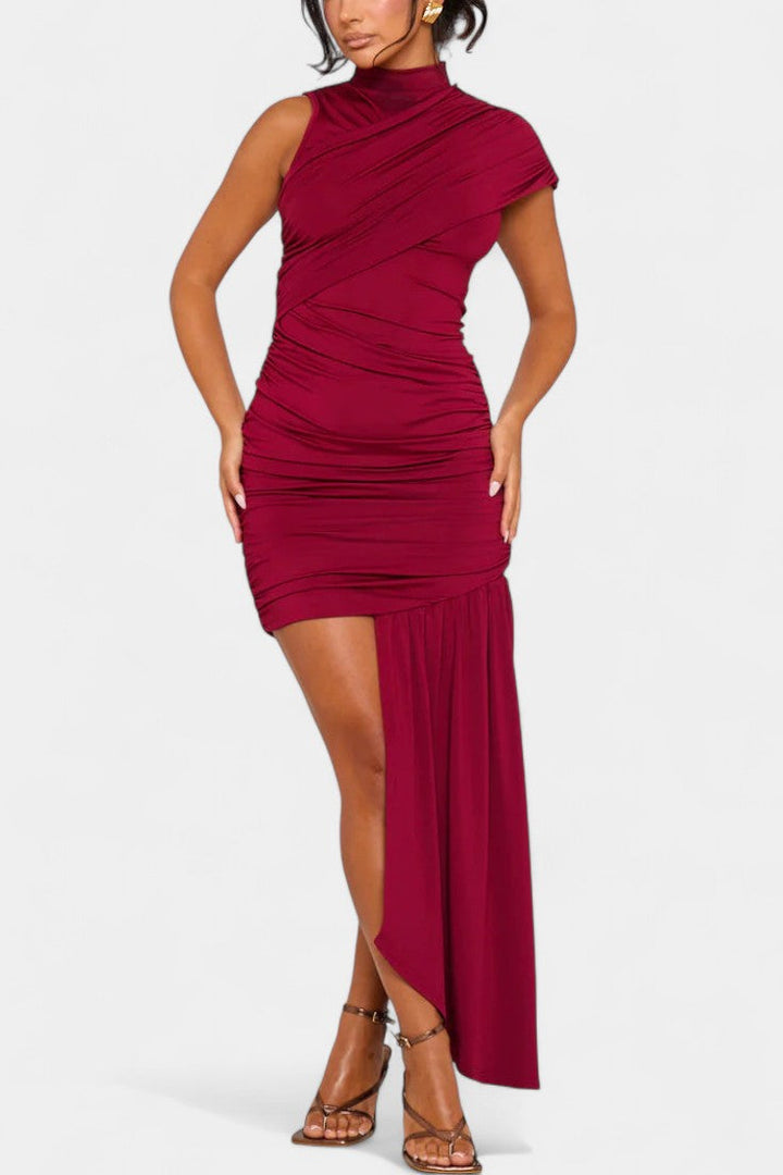 Velia Robe Mini Asymétrique avec Drapé