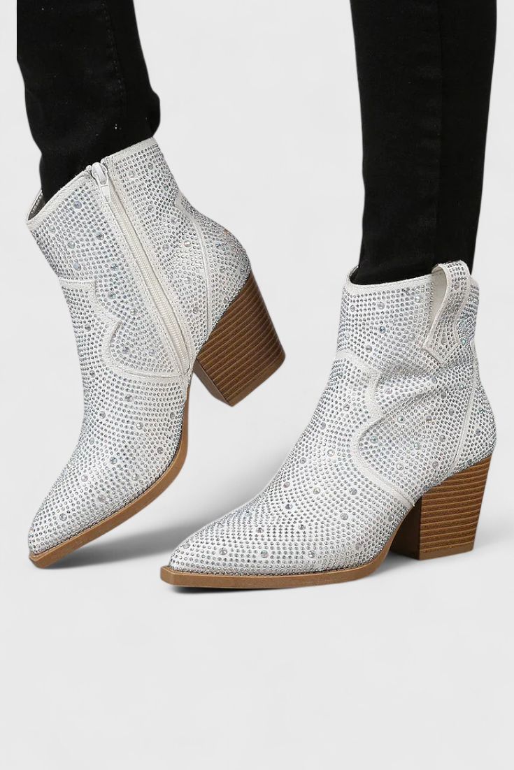 Bottes Élégantes Berenice avec Patchwork et Fermeture Éclair Latérale