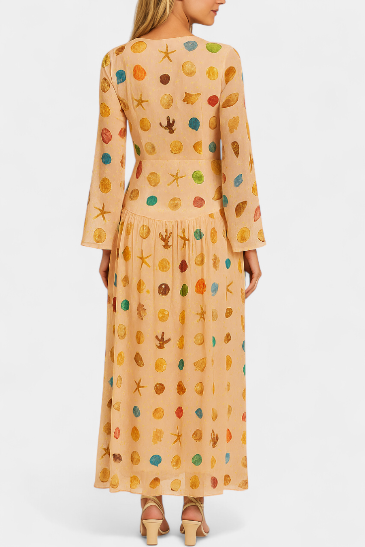 Robe Alvie Style Fée avec Imprimé de Coquillages