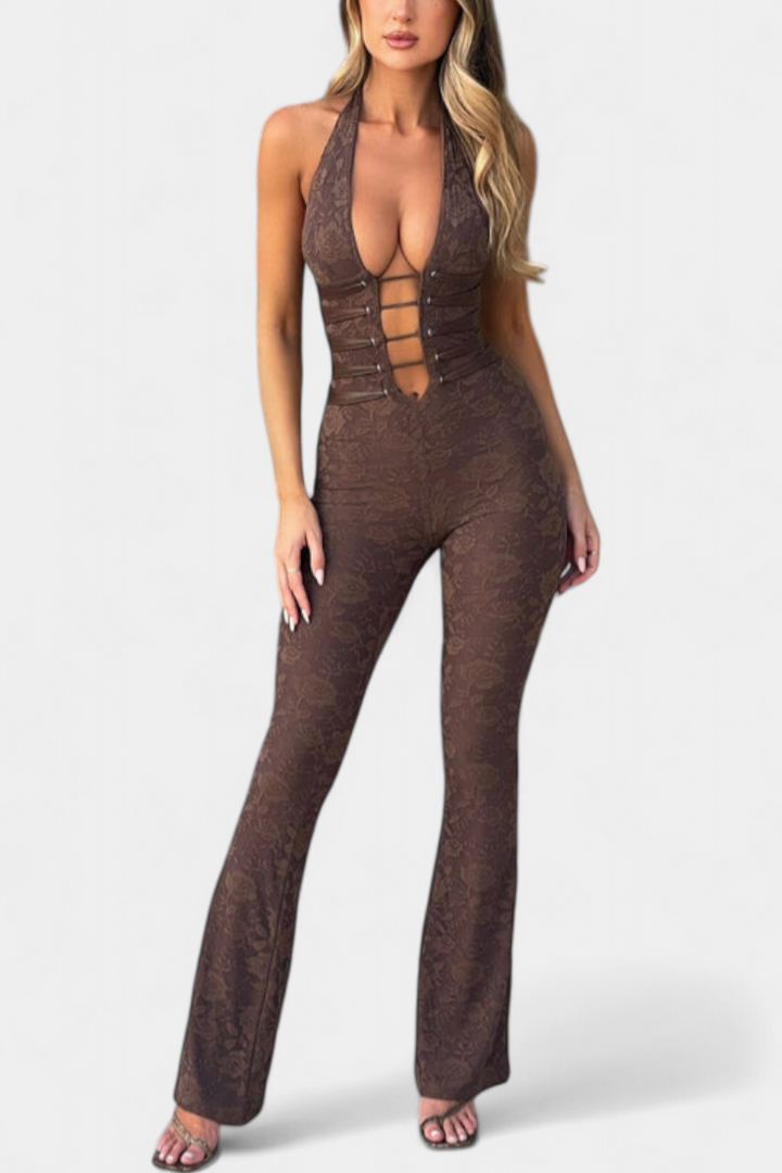 Kendra Mono Halter en Dentelle avec Dos Ajustable