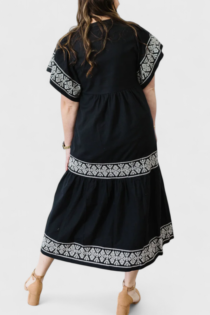 Robe Maxi Boho Allona avec Décolleté en V et Coupe Relaxée