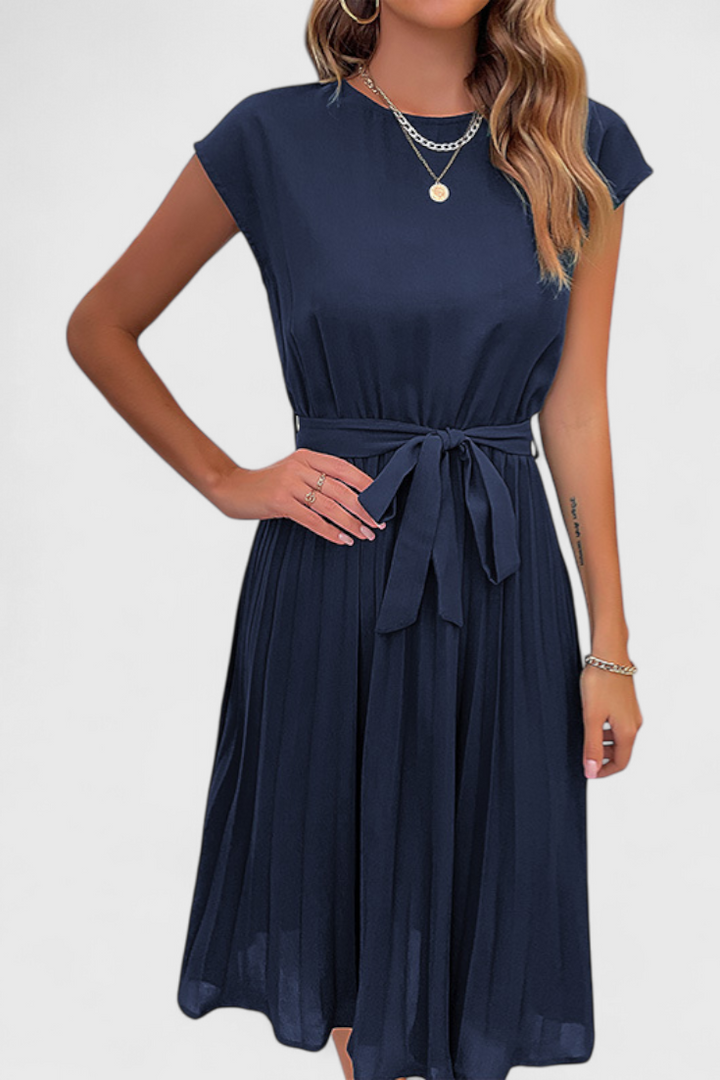 Robe Midi Élégante Luxie en Tissu Léger et Coupe Fluide
