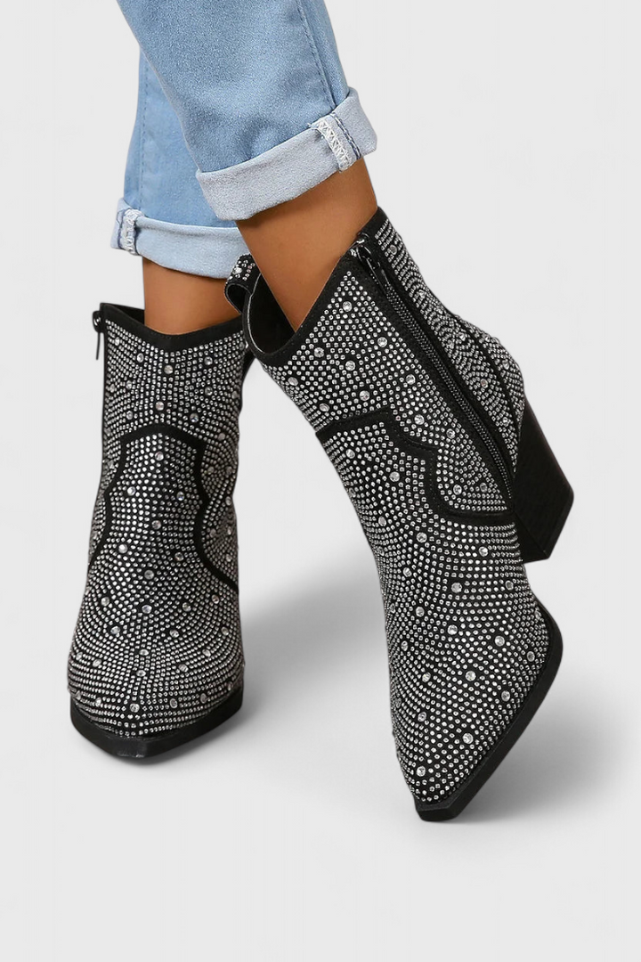 Bottes Élégantes Berenice avec Patchwork et Fermeture Éclair Latérale