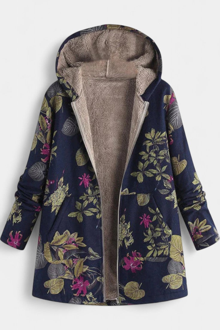 Manteau d'Hiver Floral April avec Capuche