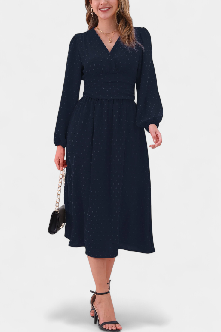 Faela Robe Midi de Bureau à Pois Suisses