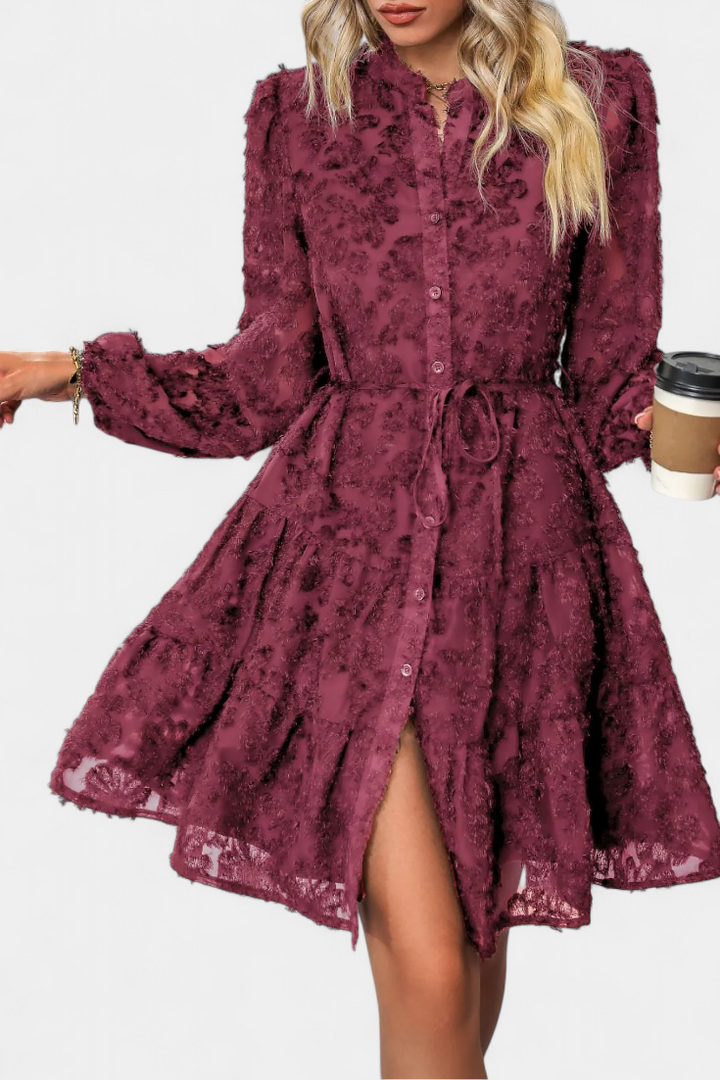 Robe Chemise Soreia à Boutons avec Manches Longues Texturées