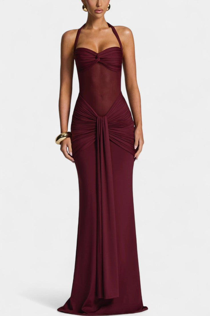 Florian Robe Maxi avec Décolleté Halter et Silhouette Sirène