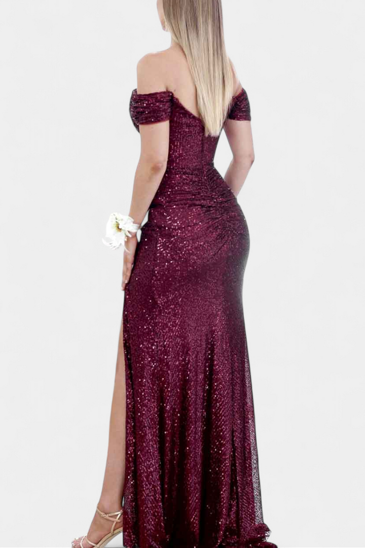 Robe Sirène Sans Épaules avec Paillettes