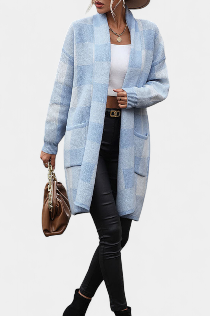Cardigan Casual à Carreaux Lovella avec Poches