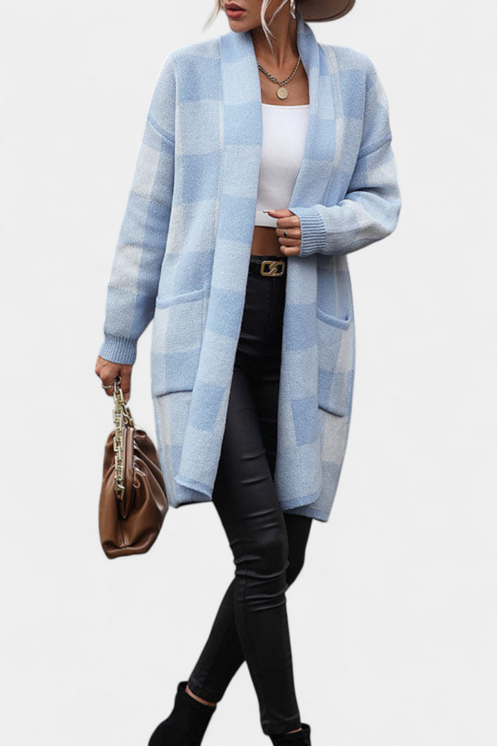 Cardigan Casual à Carreaux Lovella avec Poches