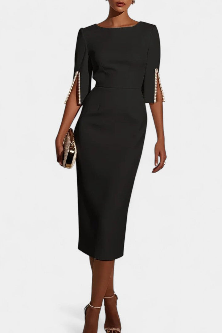 Robe Midi Reece avec Perles et Col Rond