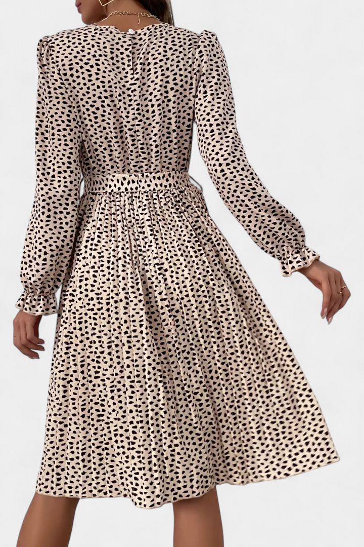 Evabeth Robe Midi Plissée Léopard