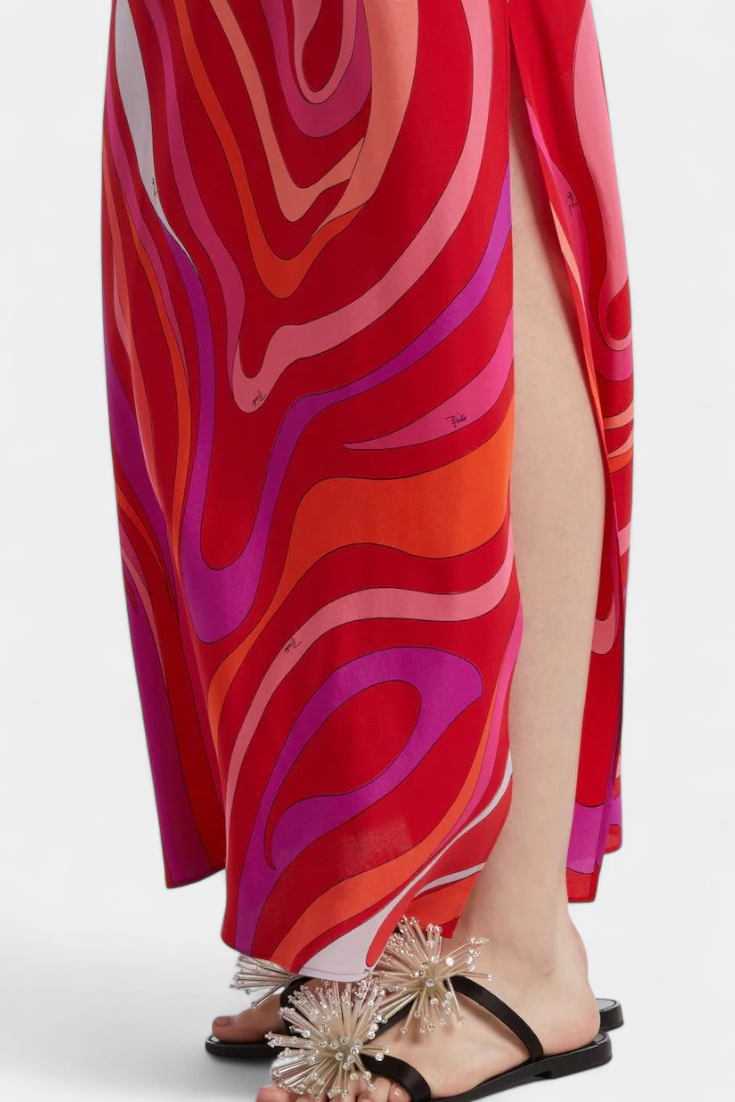 Robe Longue Valera avec Imprimé Tourbillon et Sans Manches