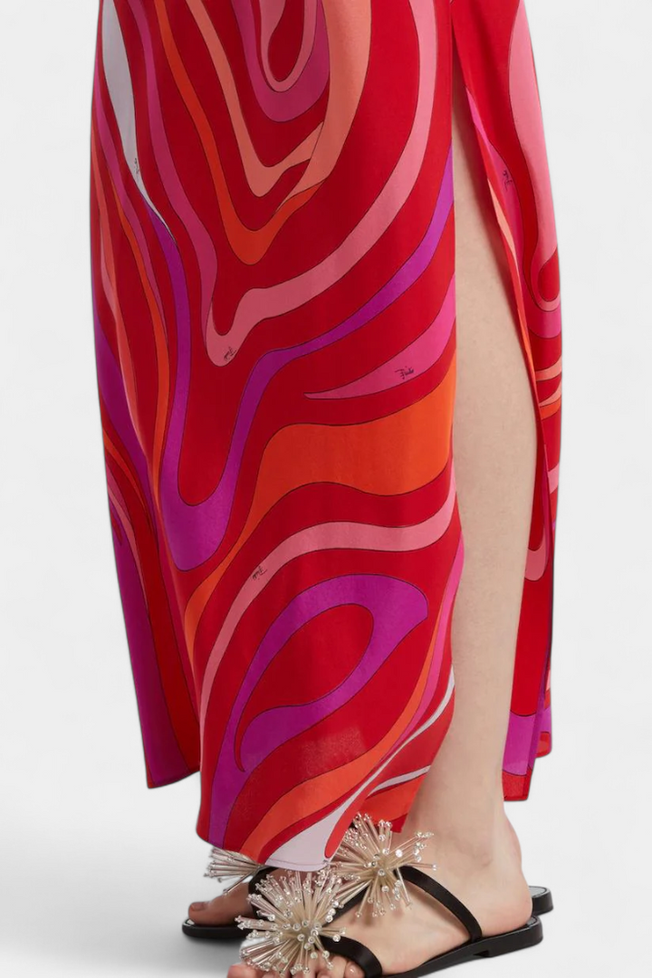 Robe Longue Valera avec Imprimé Tourbillon et Sans Manches