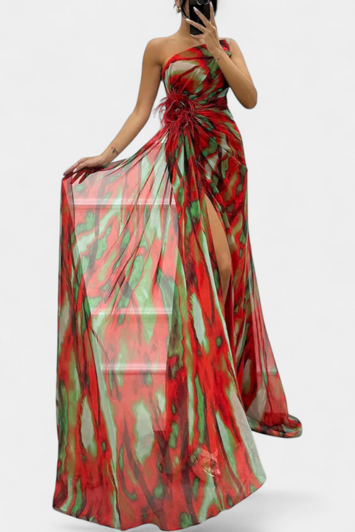 Robe Maxi Asymétrique Aylin avec Imprimé Vibrant
