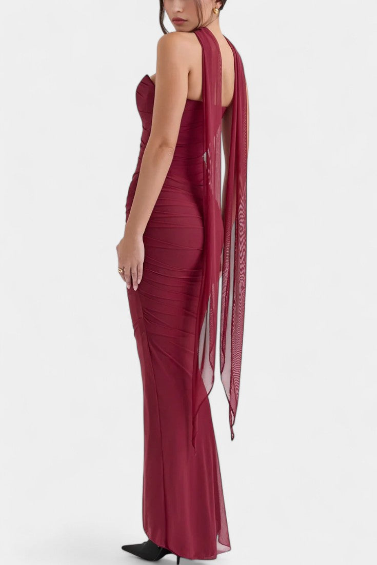 Robe Maxi en Maille Blair avec Corset Froncé