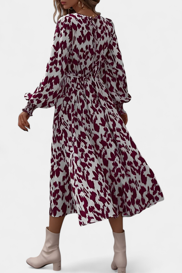 Robe A-Line en Léopard Nerin avec Ceinture Ajustable