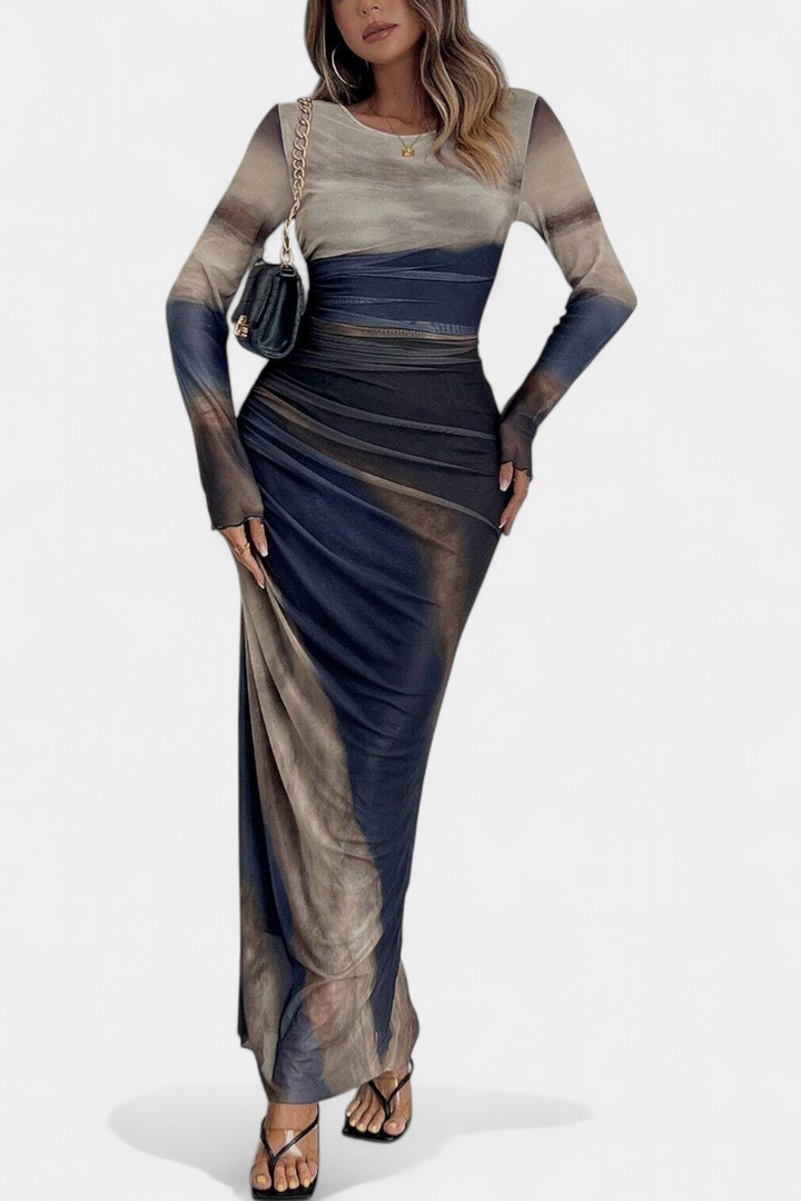 Galene Robe Midi Ajustée avec Cape