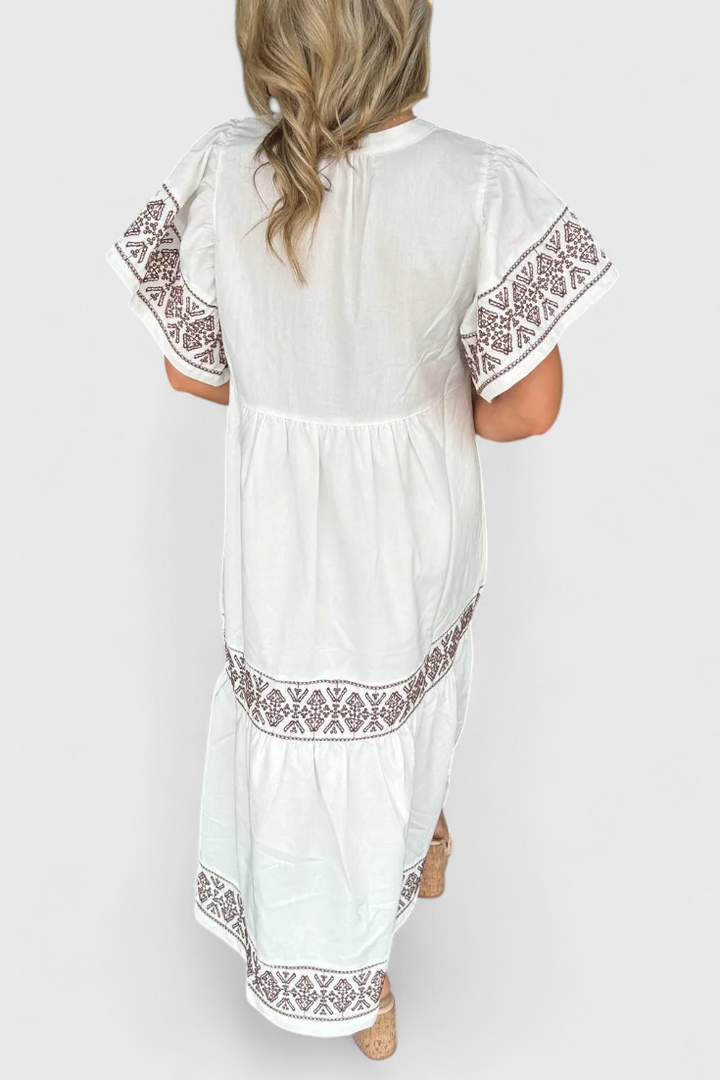 Robe Maxi Boho Allona avec Décolleté en V et Coupe Relaxée