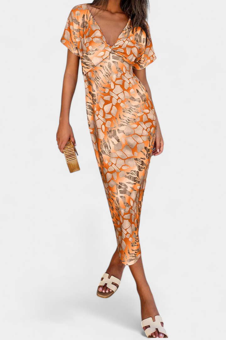 Robe Triana avec Imprimé Abstrait et Décolleté en V