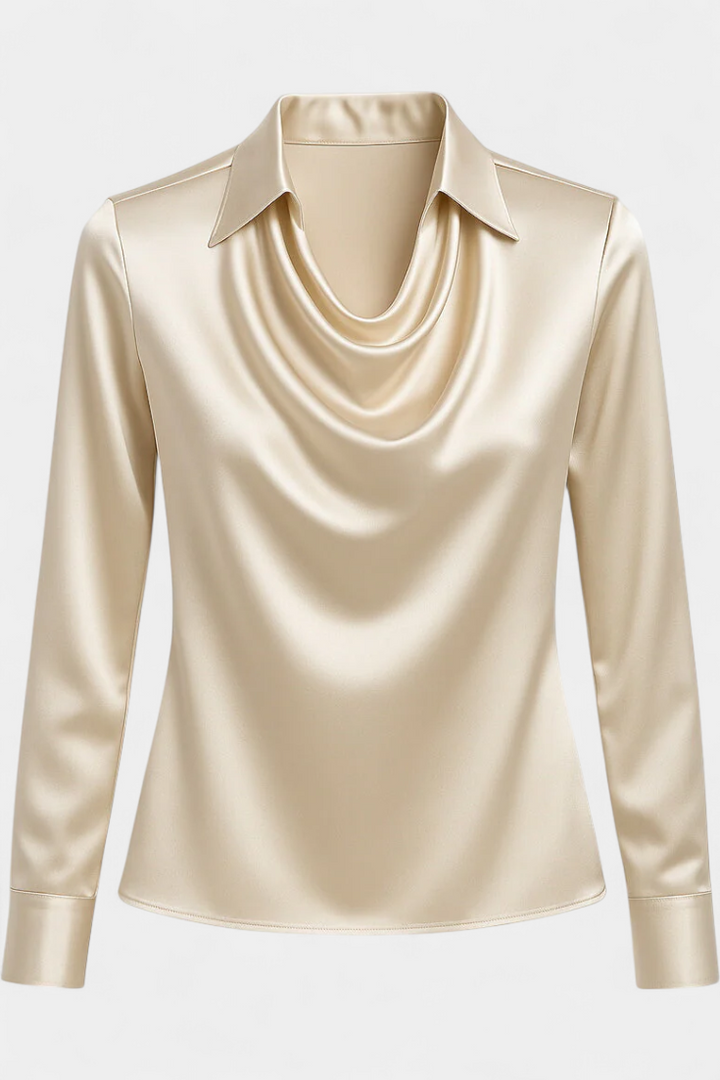 Blouse Satinée Dilnaz avec Décolleté Cascading