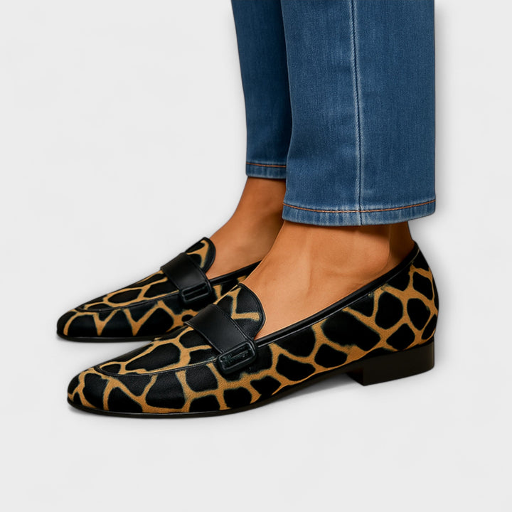 Mocassins Wale avec Imprimé Léopard et Sangle Décorative