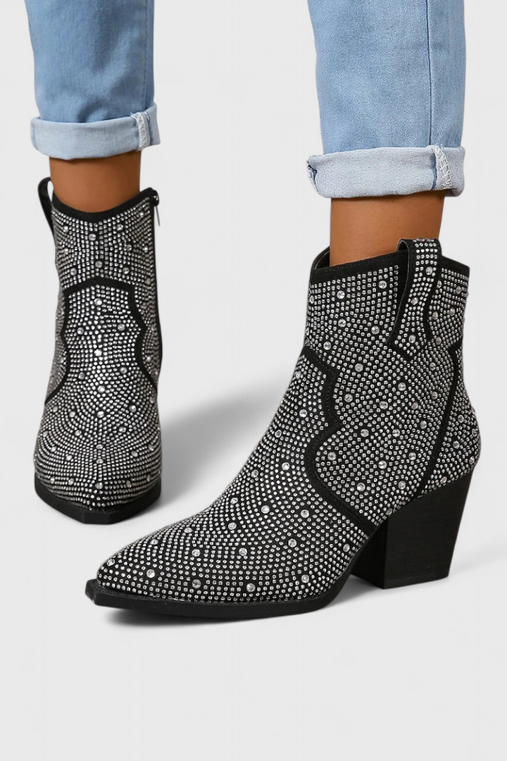 Bottes Élégantes Berenice avec Patchwork et Fermeture Éclair Latérale