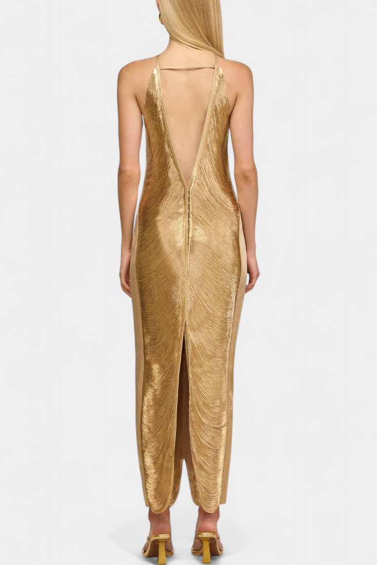 Robe Halter Jianna avec Franges Métalliques
