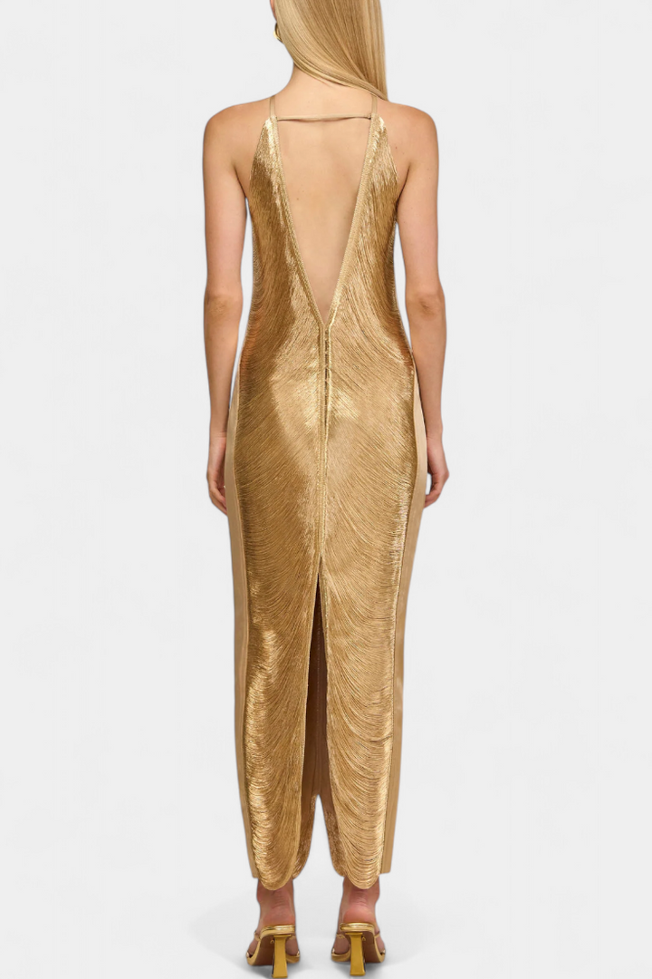 Robe Halter Jianna avec Franges Métalliques