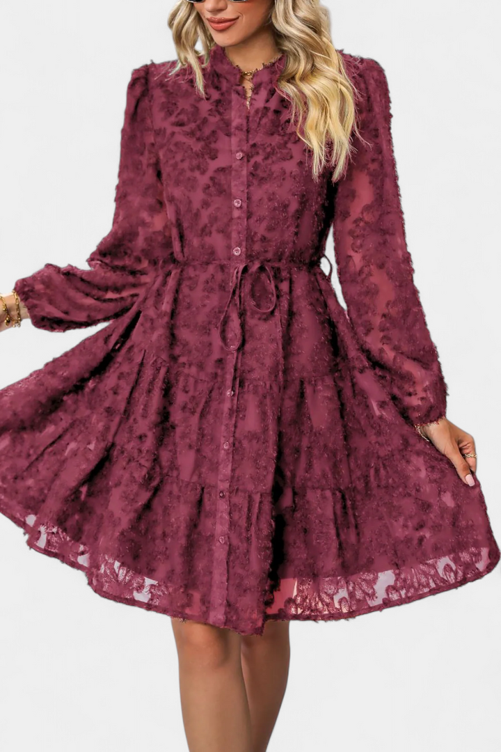 Robe Chemise Soreia à Boutons avec Manches Longues Texturées