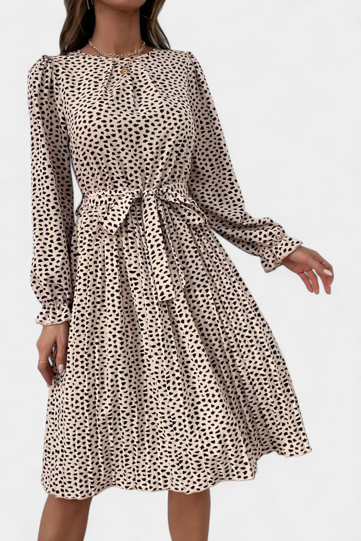Evabeth Robe Midi Plissée Léopard