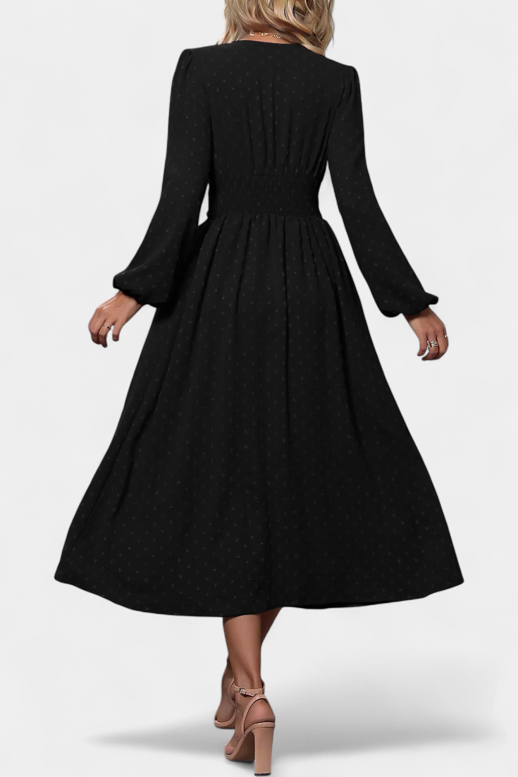Faela Robe Midi de Bureau à Pois Suisses
