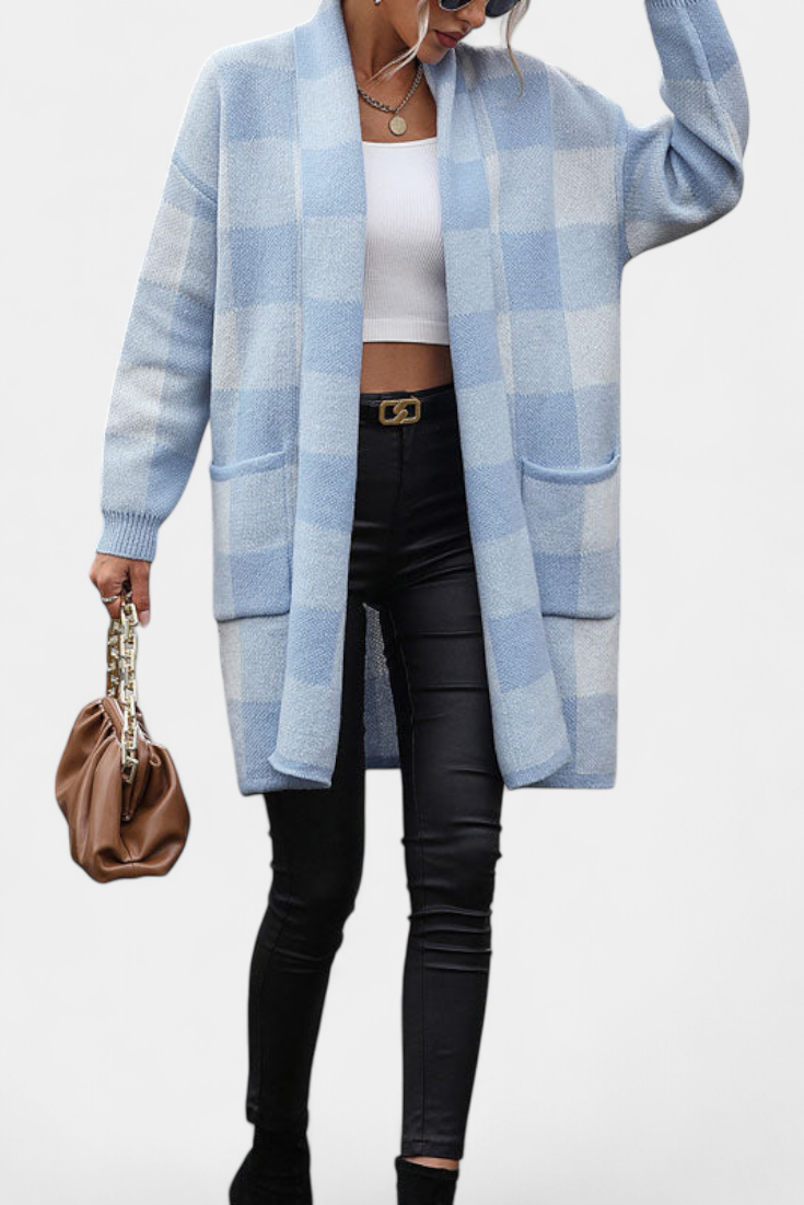 Cardigan Casual à Carreaux Lovella avec Poches