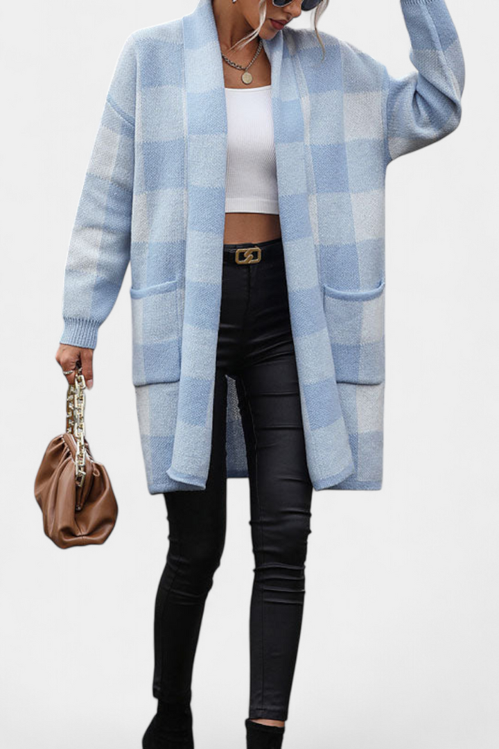 Cardigan Casual à Carreaux Lovella avec Poches