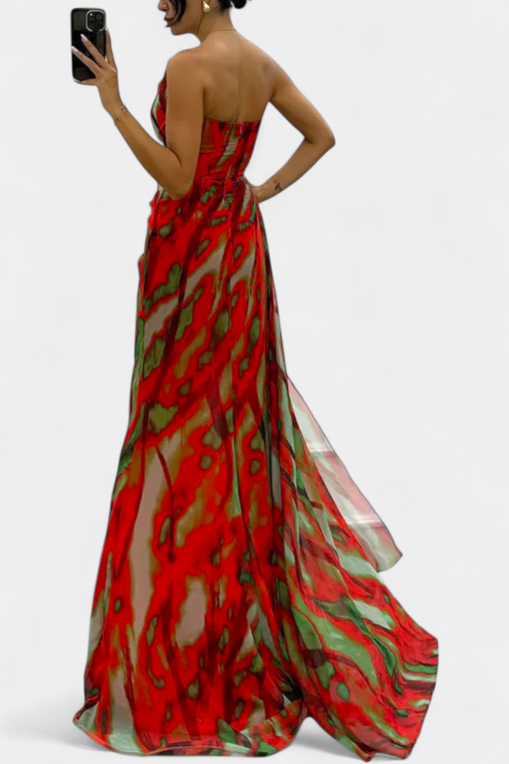 Robe Maxi Asymétrique Aylin avec Imprimé Vibrant