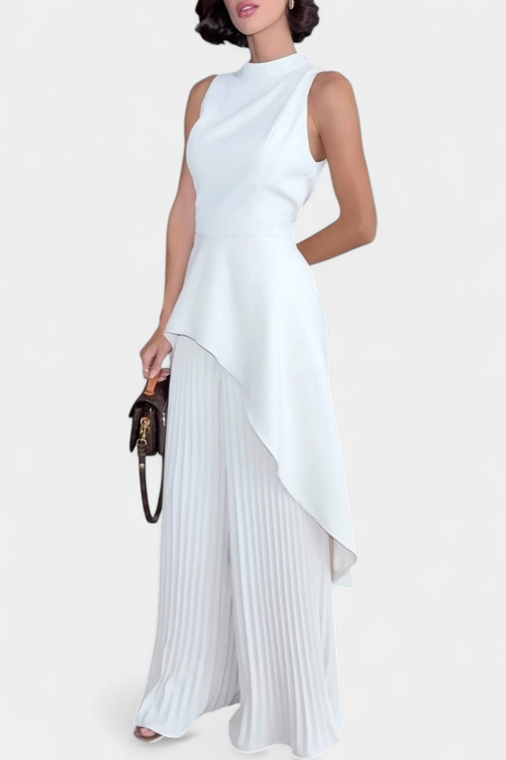 Ensemble Chrysoula Asymétrique avec Pantalon Plissé