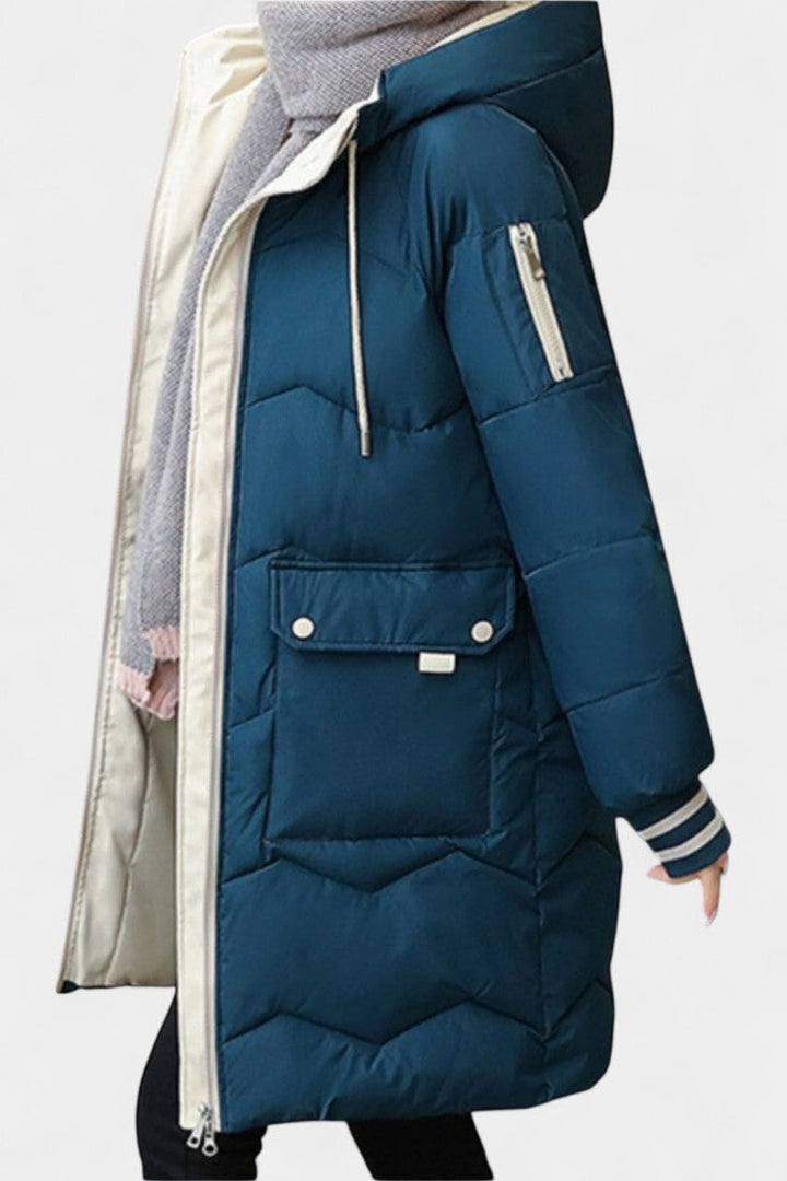 Belle Veste d'Hiver avec Fermeture Éclair et Capuche